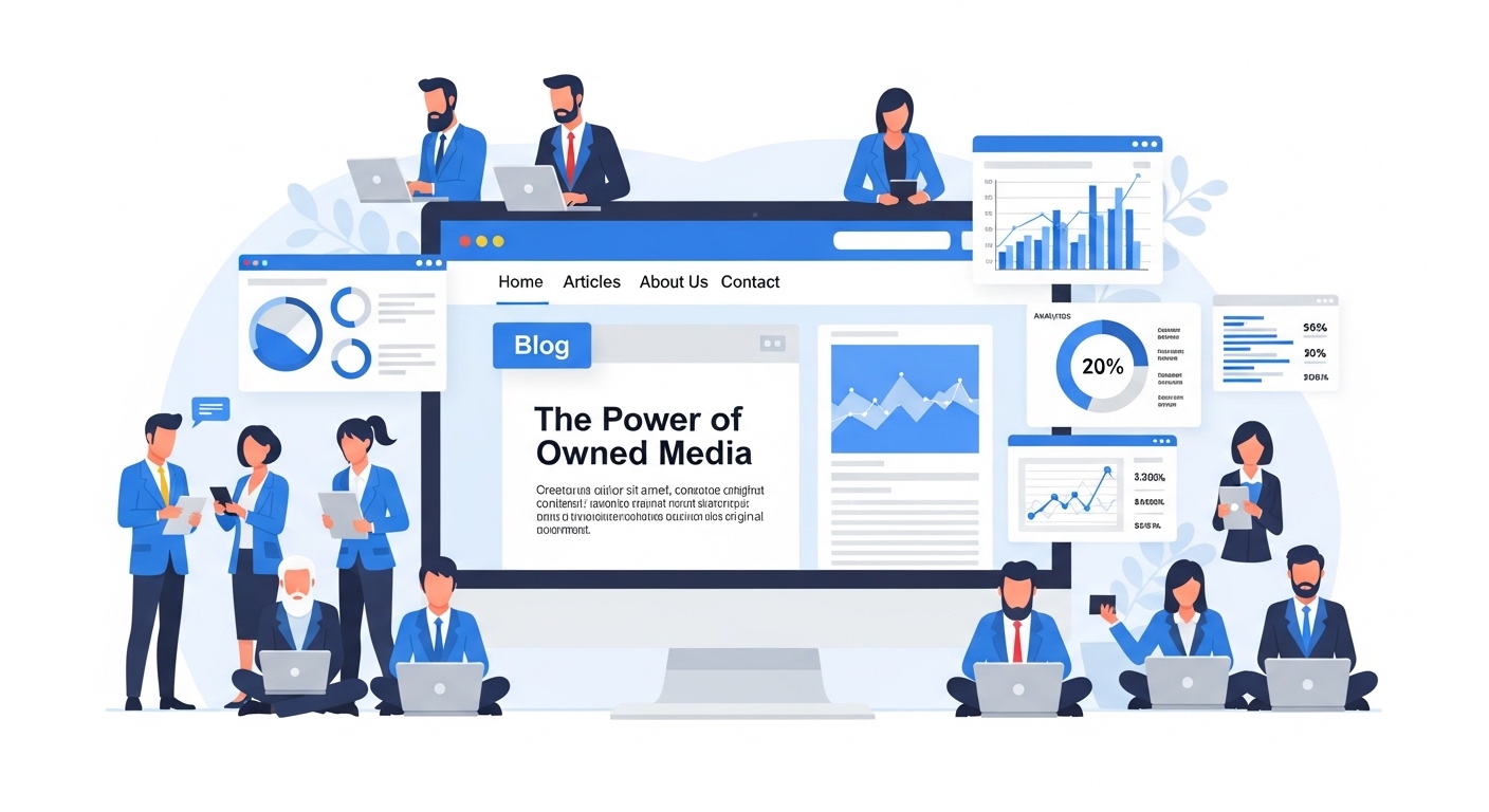 ブログ・オウンドメディアを運営するビジネスパーソンのイメージ