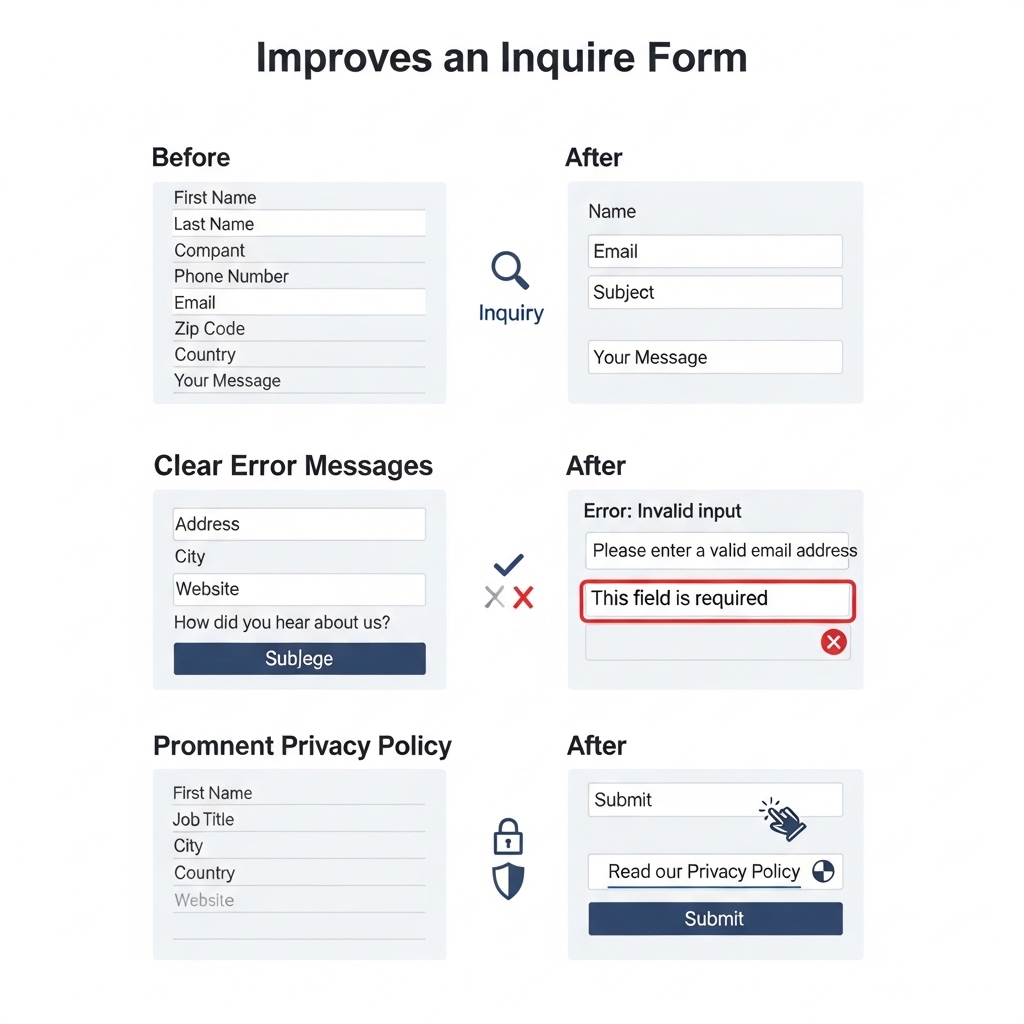 画像：お問い合わせフォーム改善の具体例