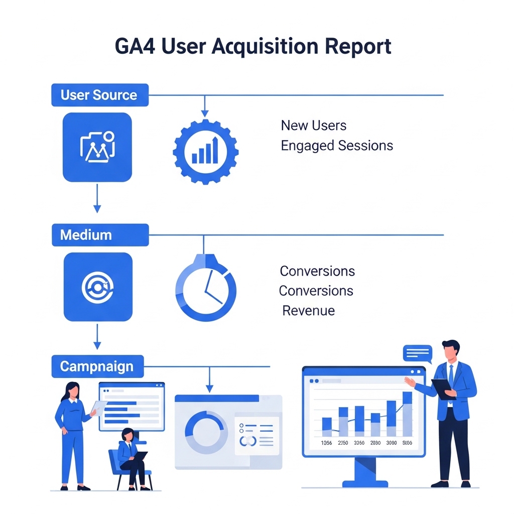 図解:GA4ユーザー獲得レポートの構造