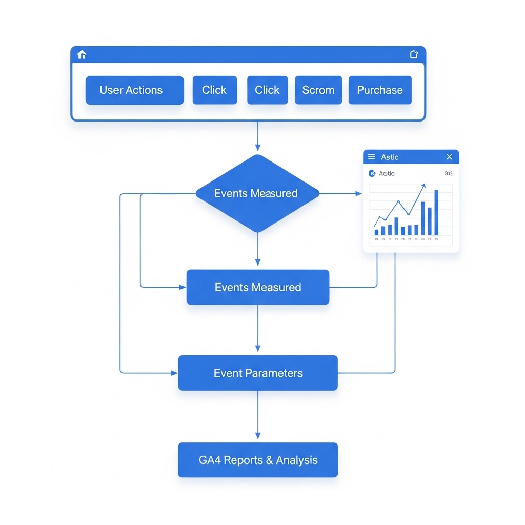 図解:GA4のイベントベースデータモデルのフロー