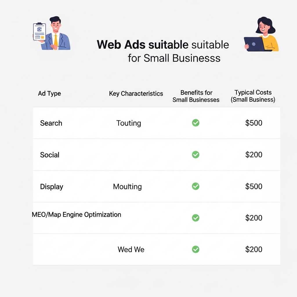 主要なWeb広告の種類と特徴をまとめた図
