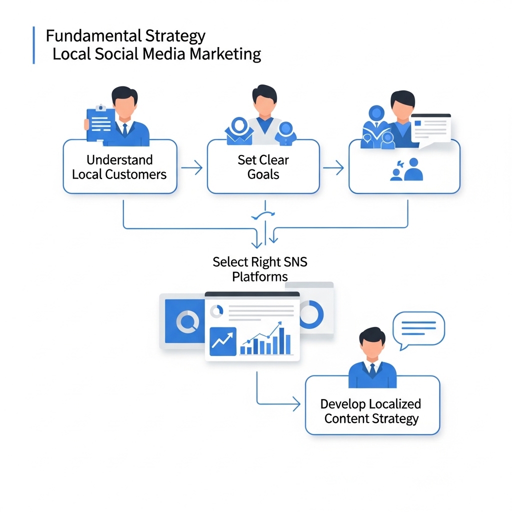 図解：地域密着型SNS運用成功の基本戦略フロー