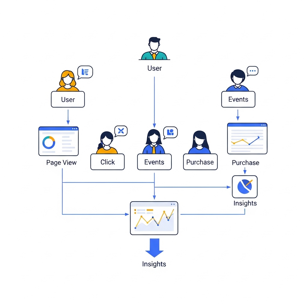図解:GA4のイベントとユーザーの関係フロー