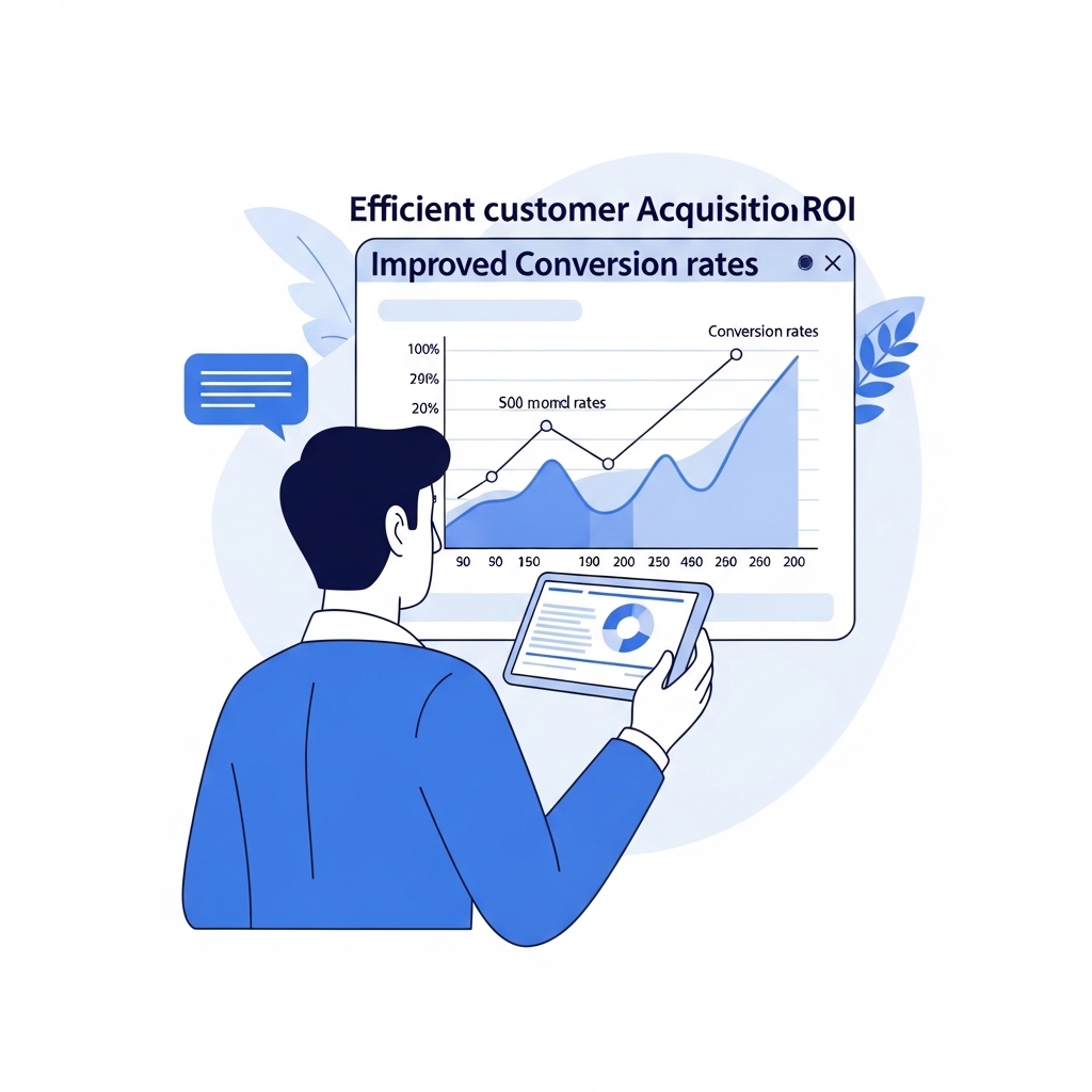 CVR改善の重要性を説明するビジネスマンのイラスト