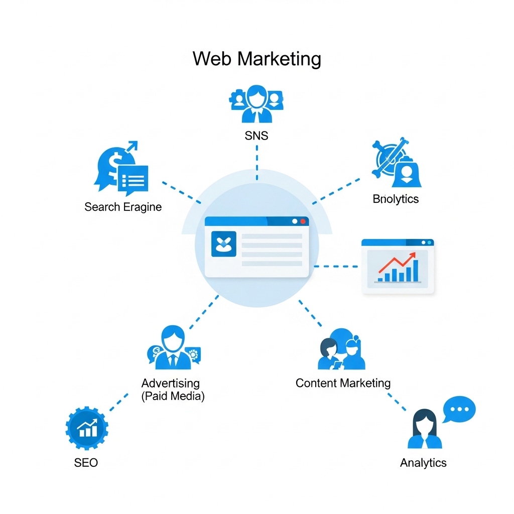 Webマーケティングの全体像と役割を図解