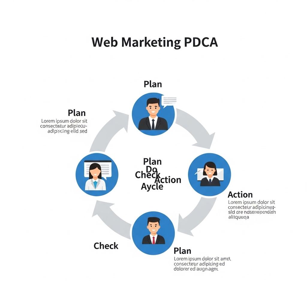 図解：Web集客におけるPDCAサイクルのフロー図