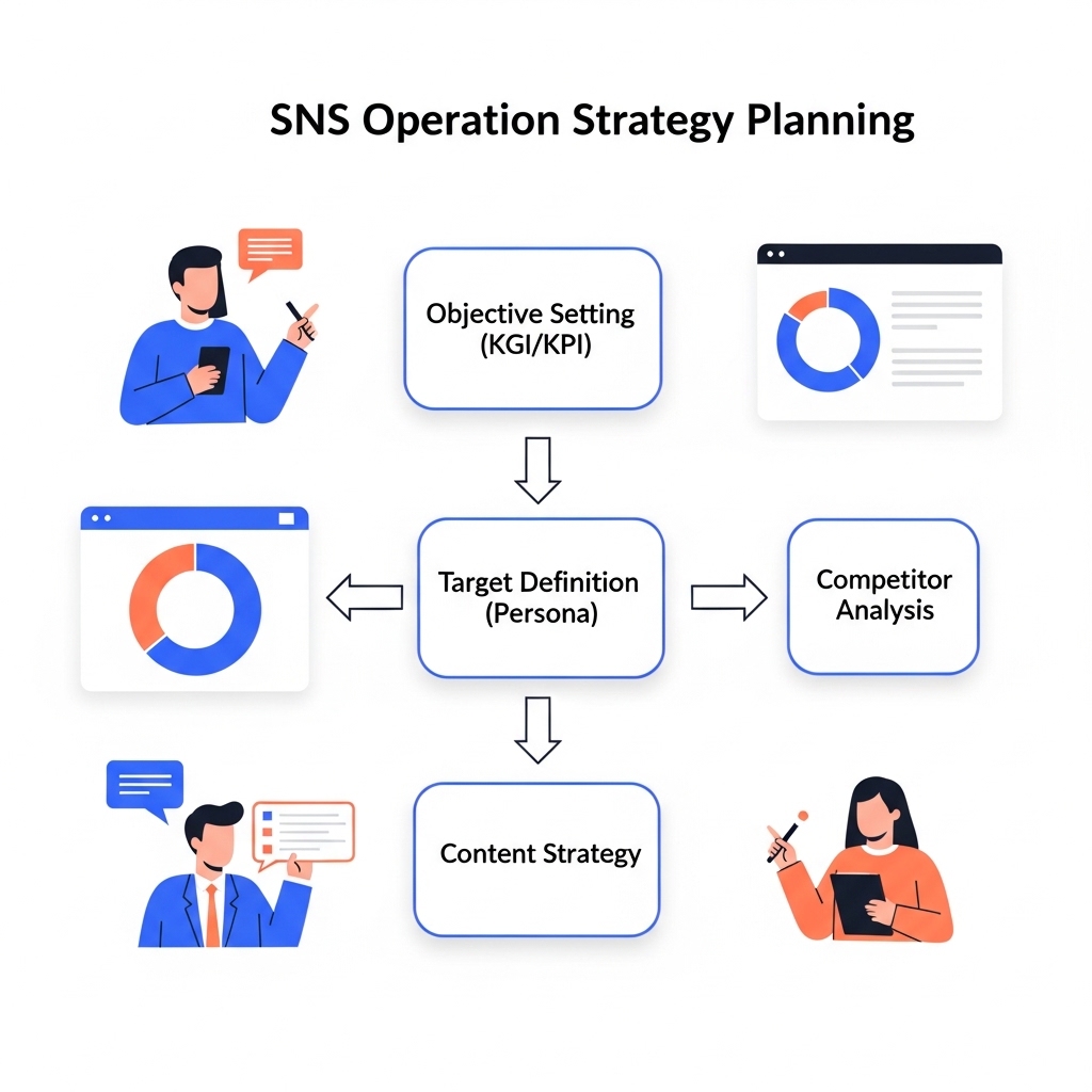 図解:SNS運用戦略立案のフロー図