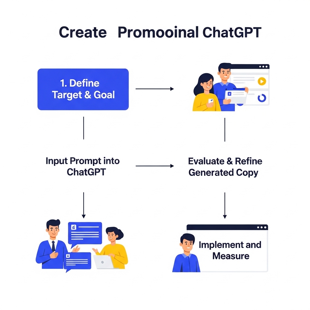 ChatGPTを使った販促コピー作成のフロー図