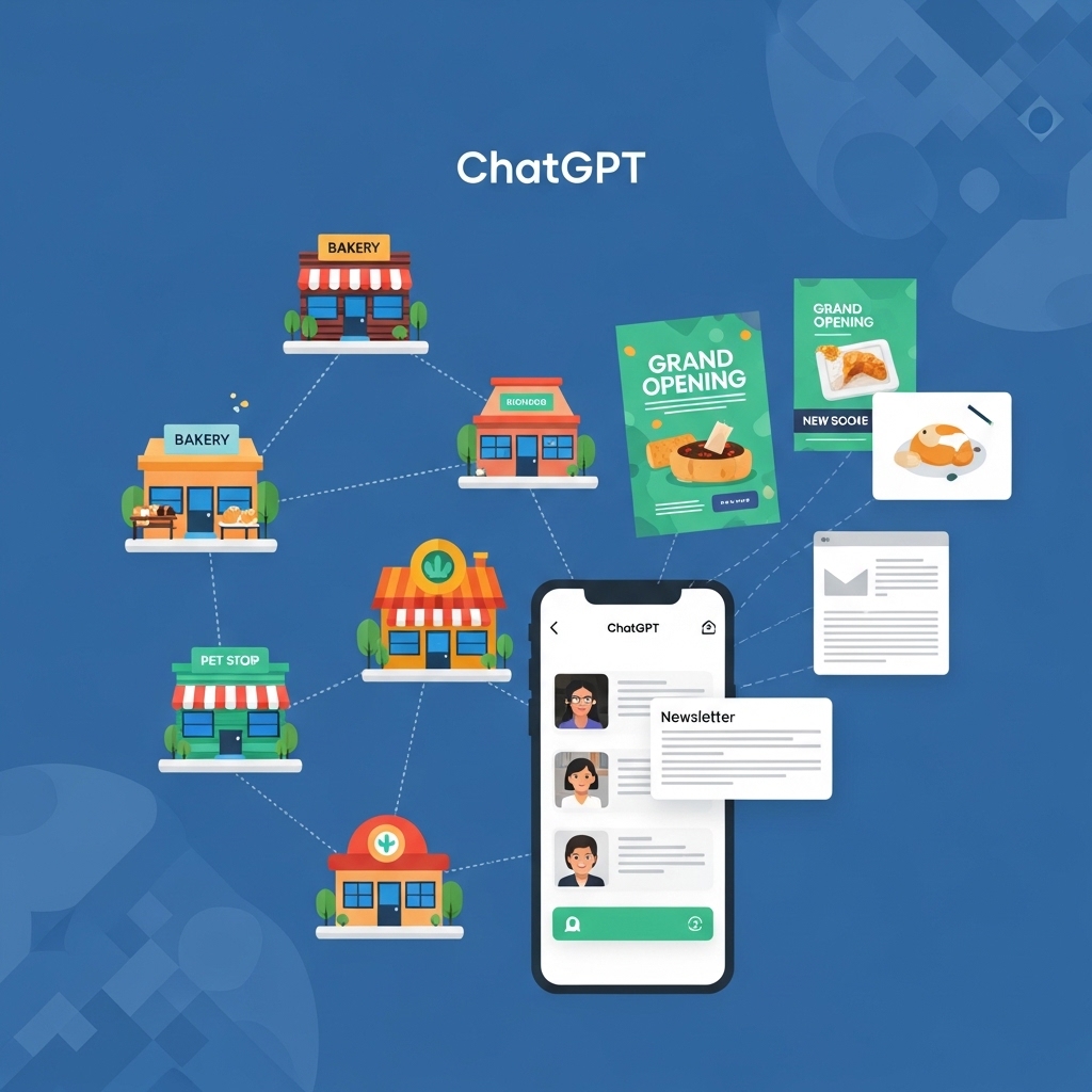 地方集客におけるChatGPT活用の可能性を示唆するイラスト