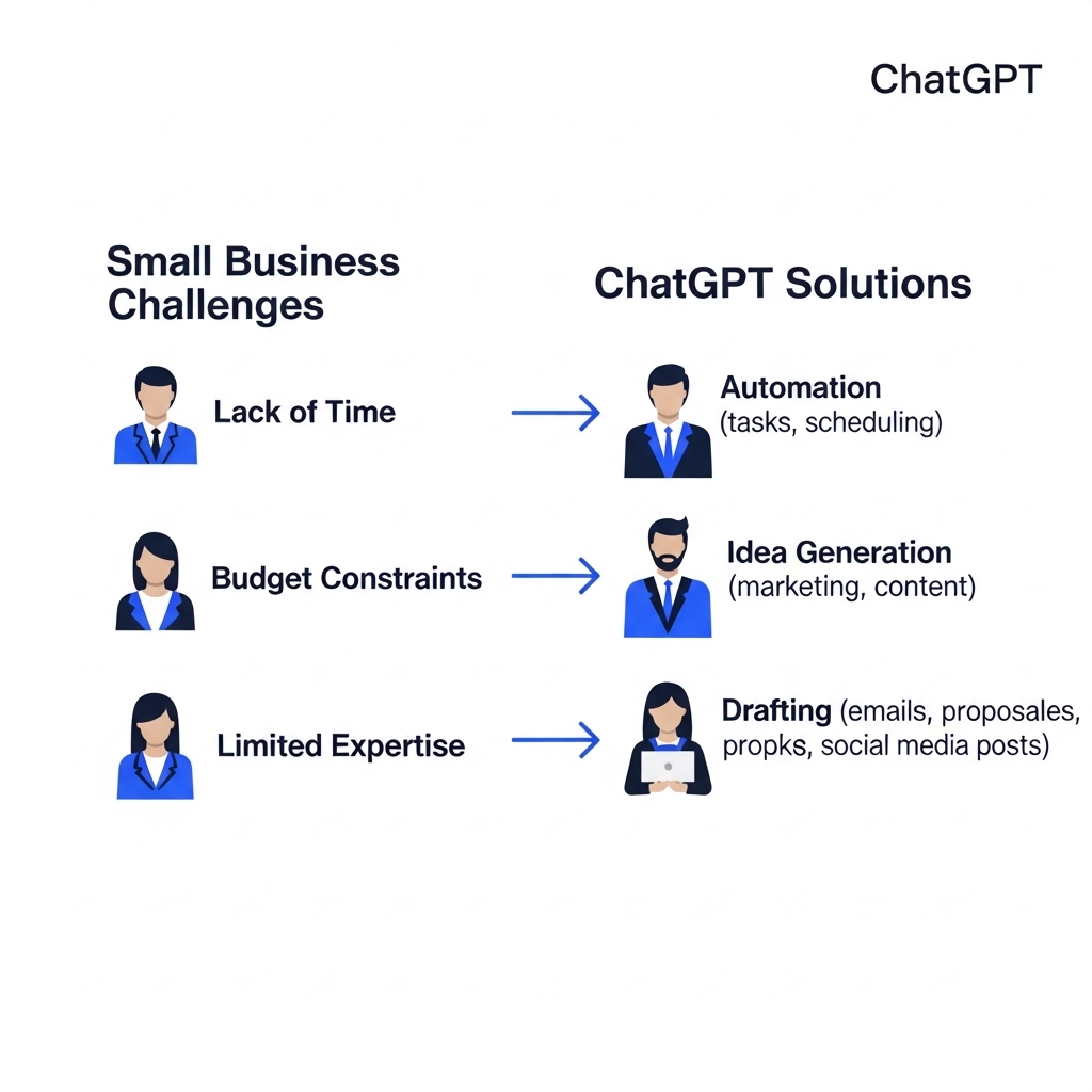 図解：中小企業の課題とChatGPTによる解決策
