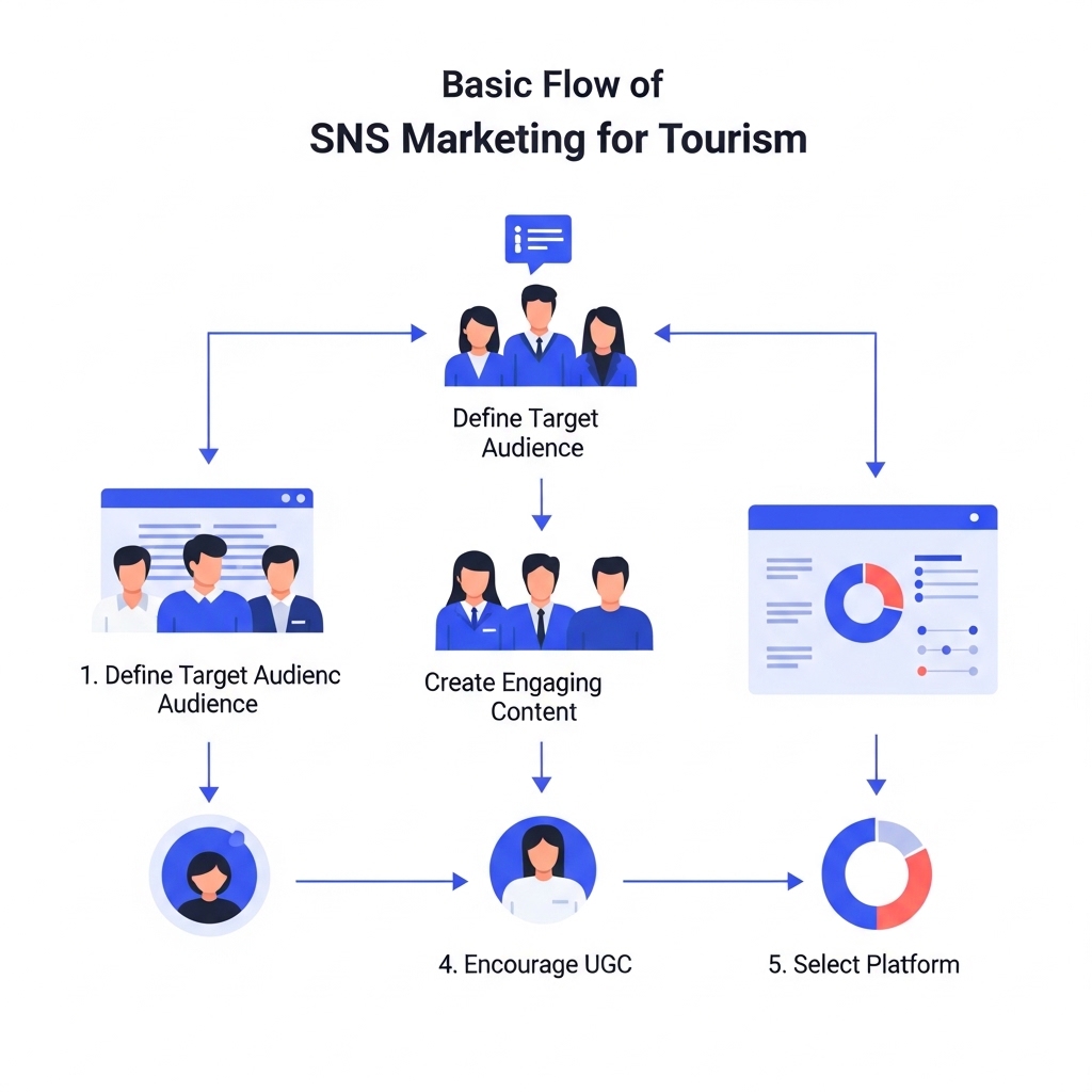 図解:観光SNS集客の基本フロー