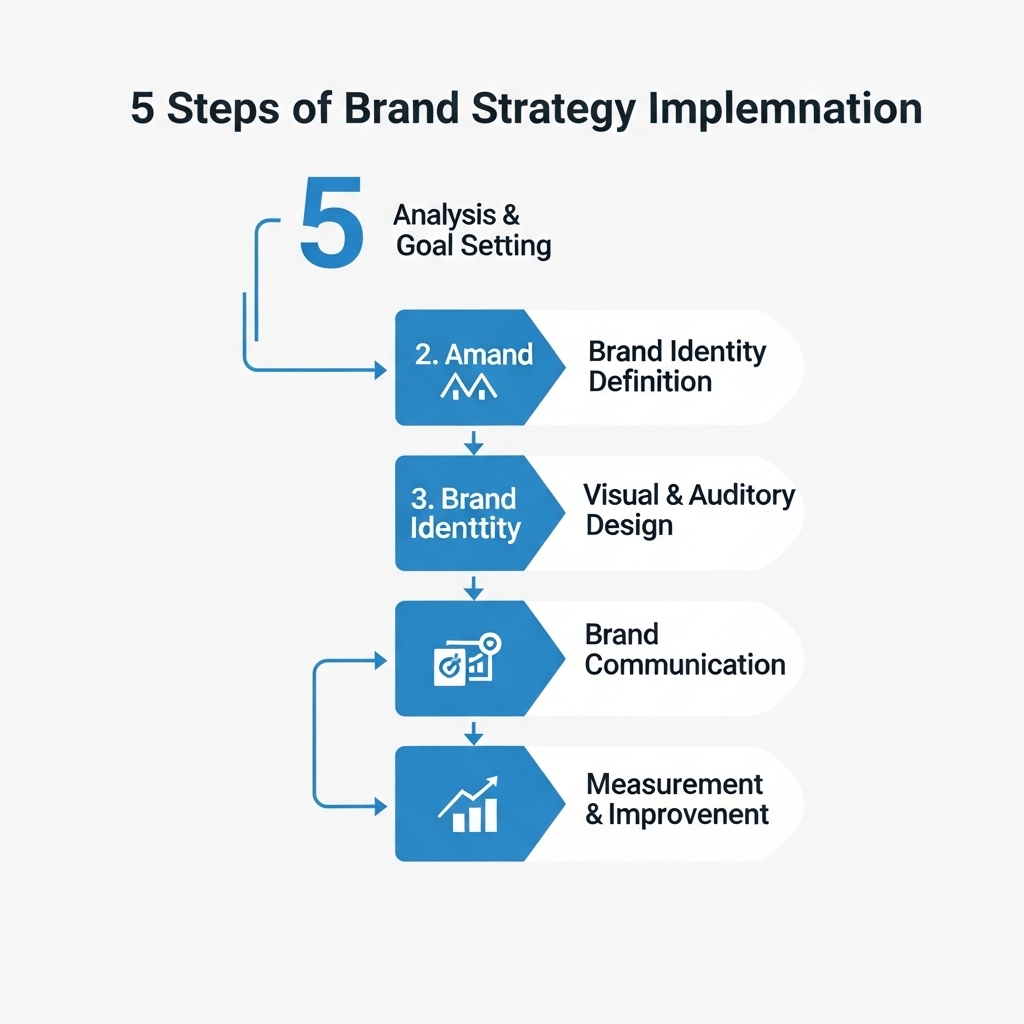 図解：ブランド戦略実践の5ステップ