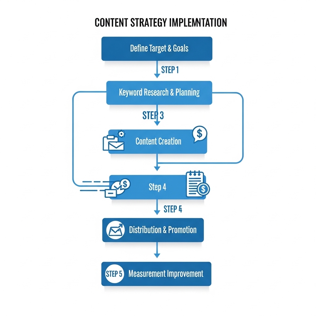 図解：コンテンツ戦略実践の5ステップ