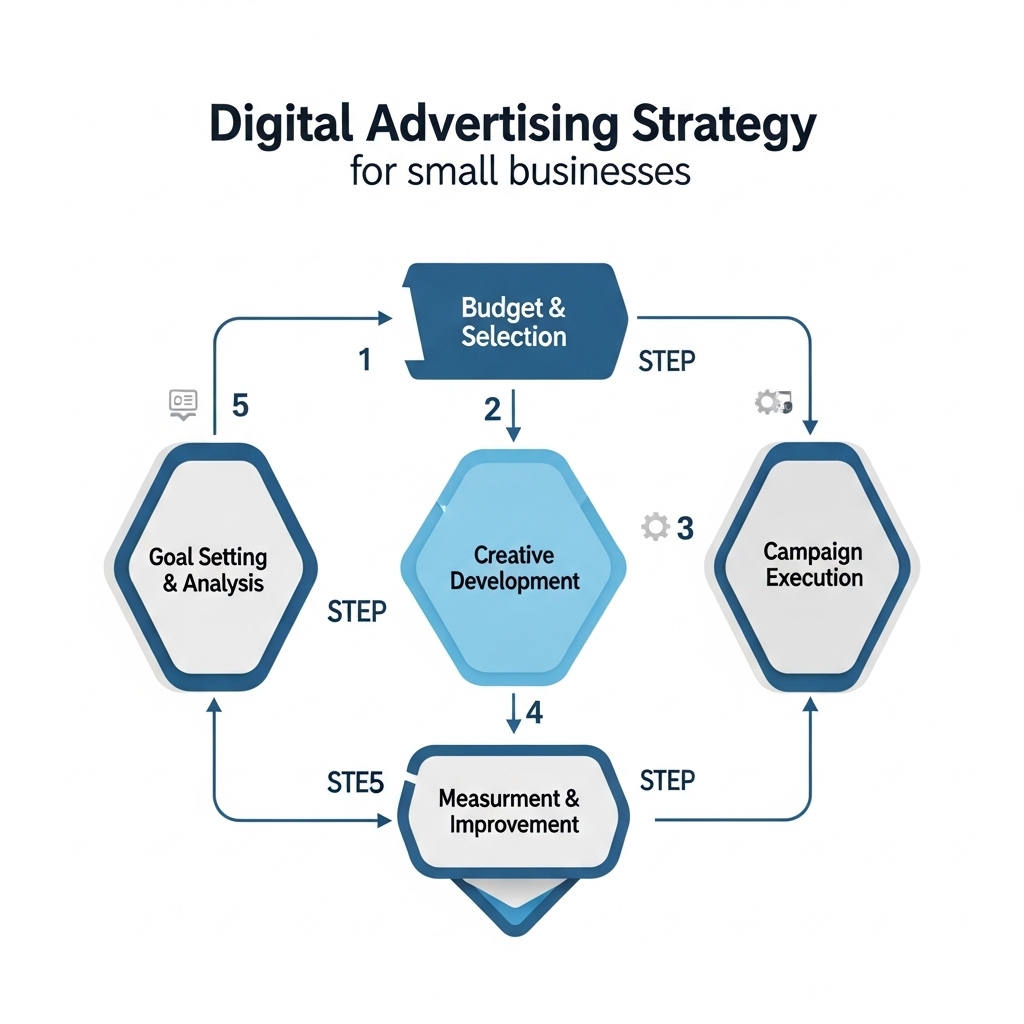 図解：中小企業向けデジタル広告戦略の5ステップ