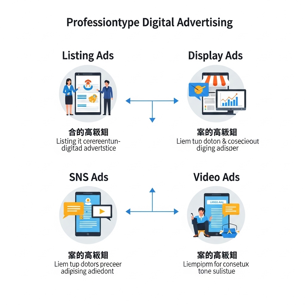 図解：4つの主要デジタル広告の種類と特徴
