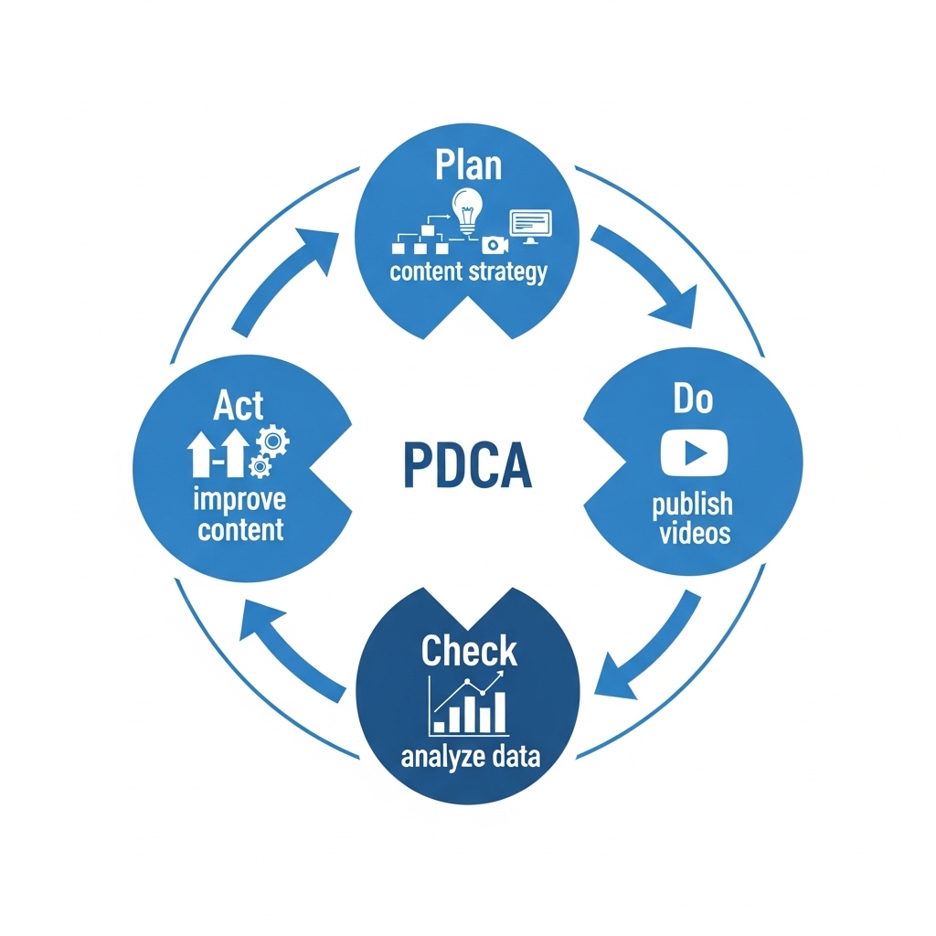 図解：YouTube運用改善のPDCAサイクル