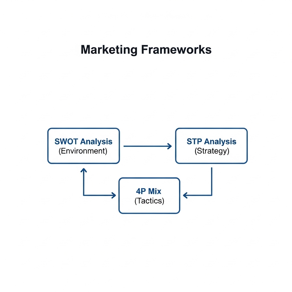 図解：マーケティング戦略フレームワークの連携