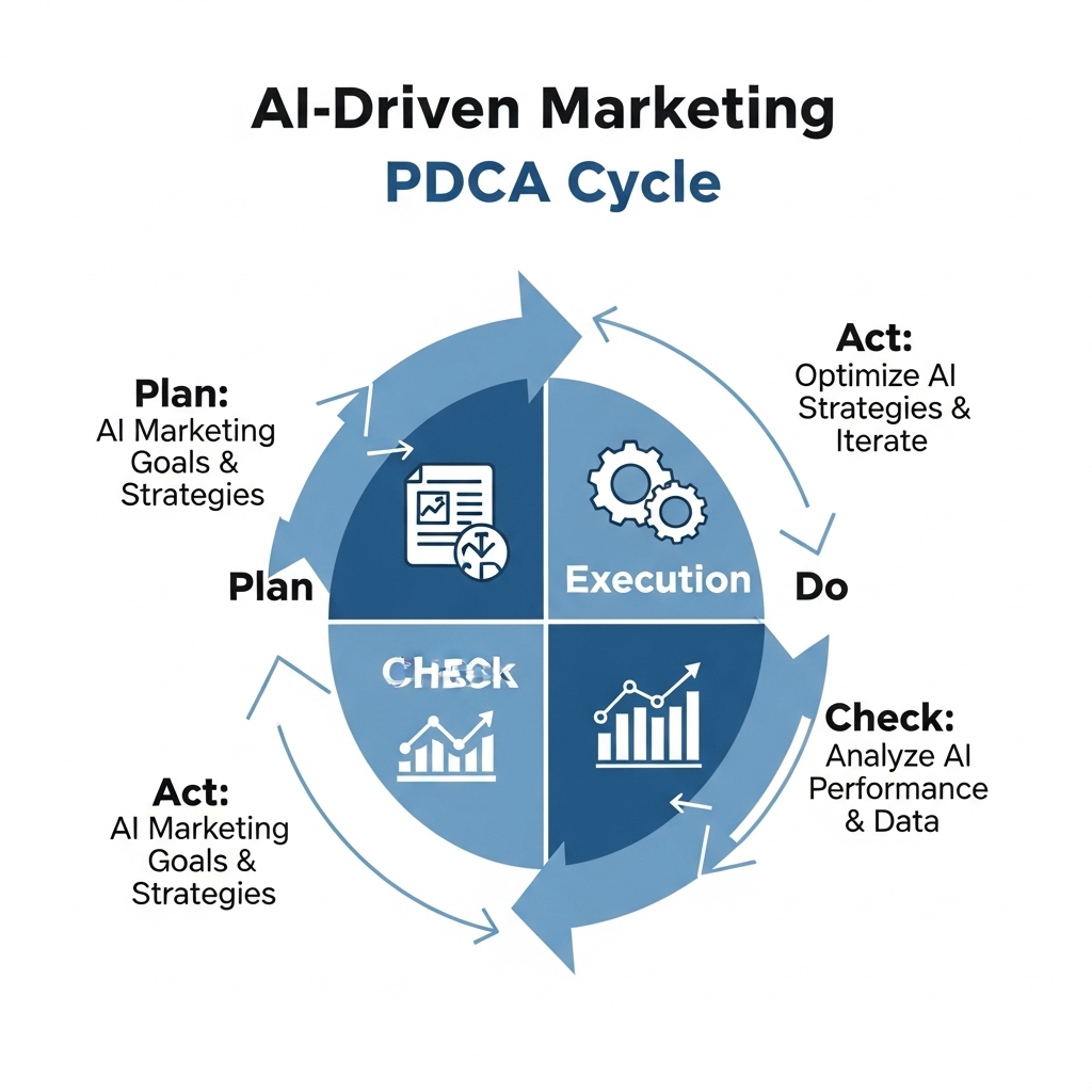 図解:AIを活用したマーケティングPDCAサイクル