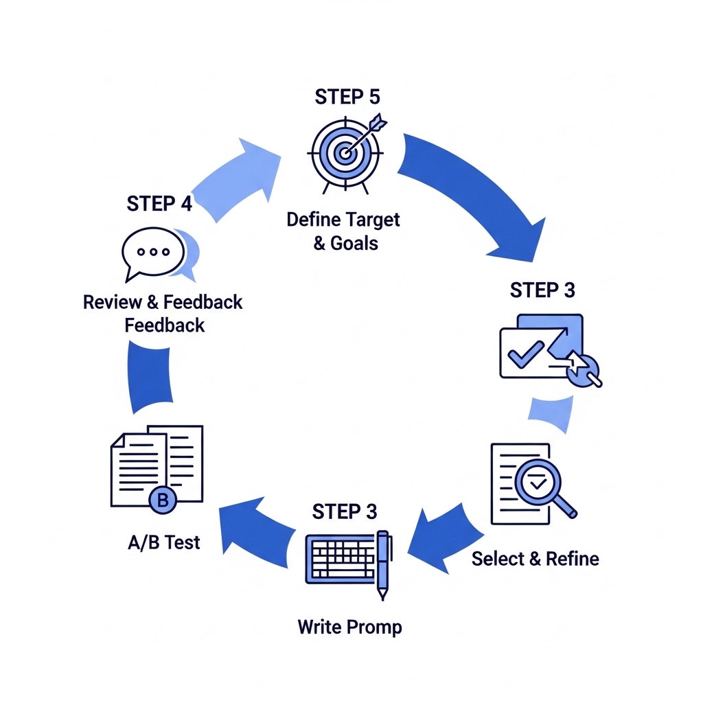 図解:AIを活用した広告文作成の5ステップ