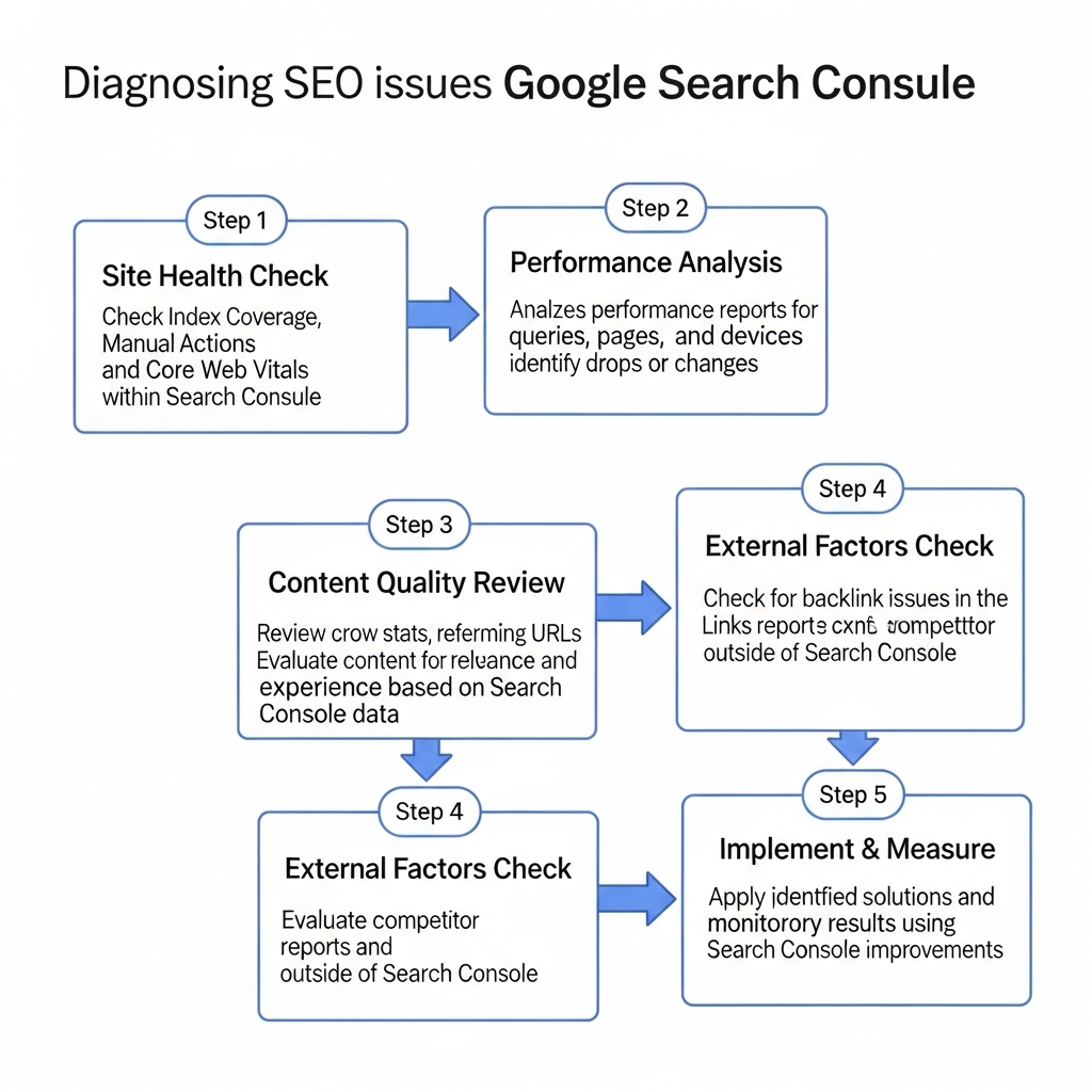 図解:サーチコンソール活用による原因特定5ステップ
