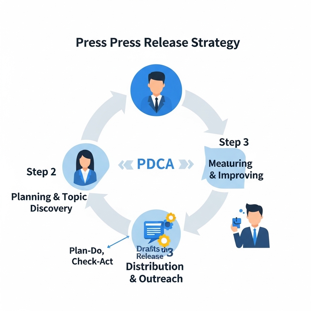 図解：プレスリリース作成から効果測定までのPDCAサイクル