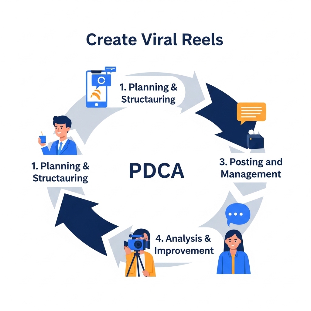 図解:バズるリール制作のPDCAサイクル