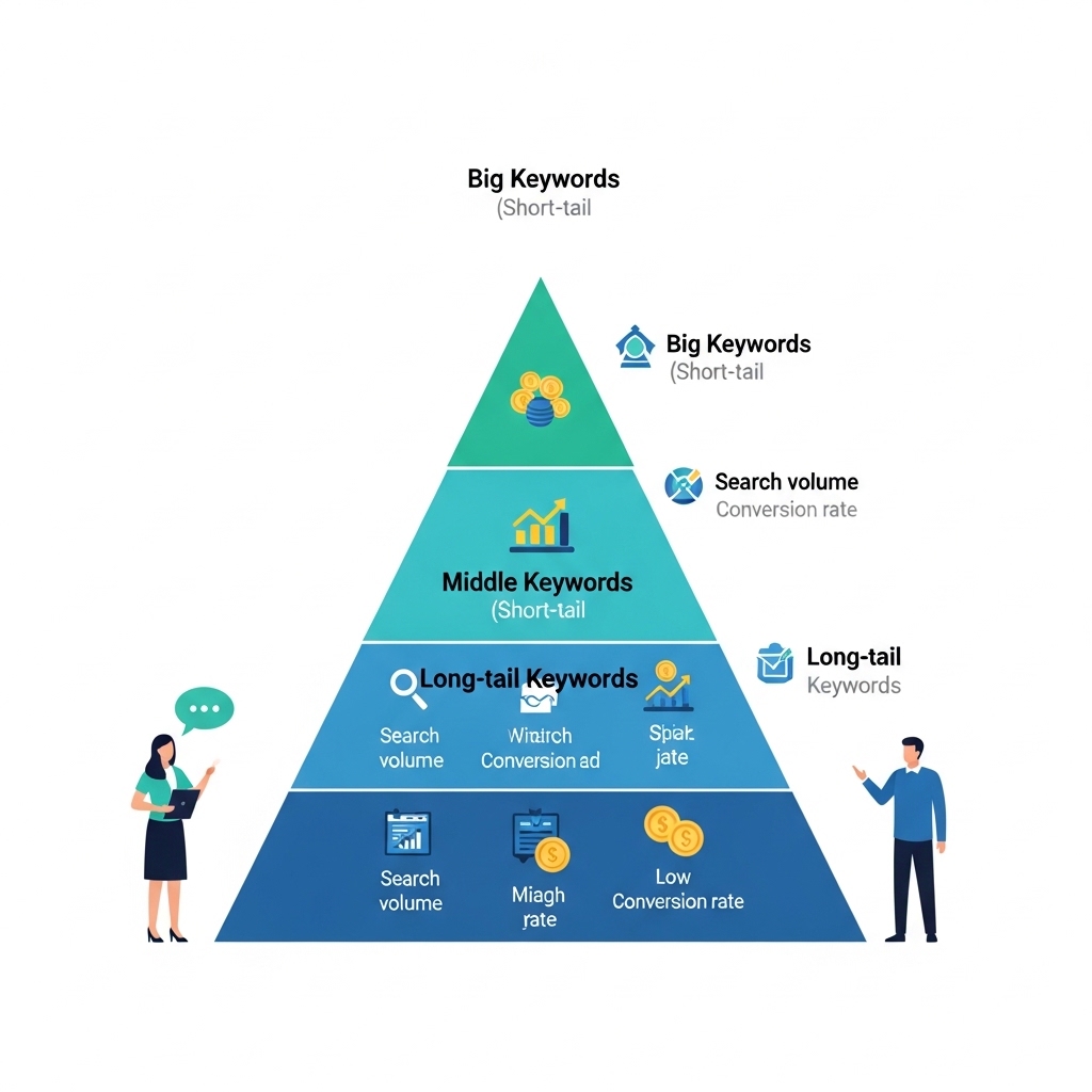 図解：キーワードの種類のピラミッド構造
