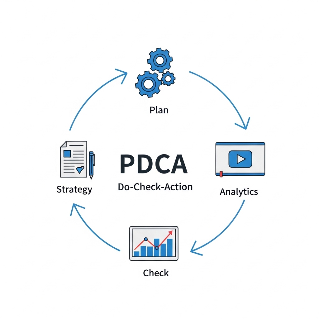 図解：YouTube運用のPDCAサイクル