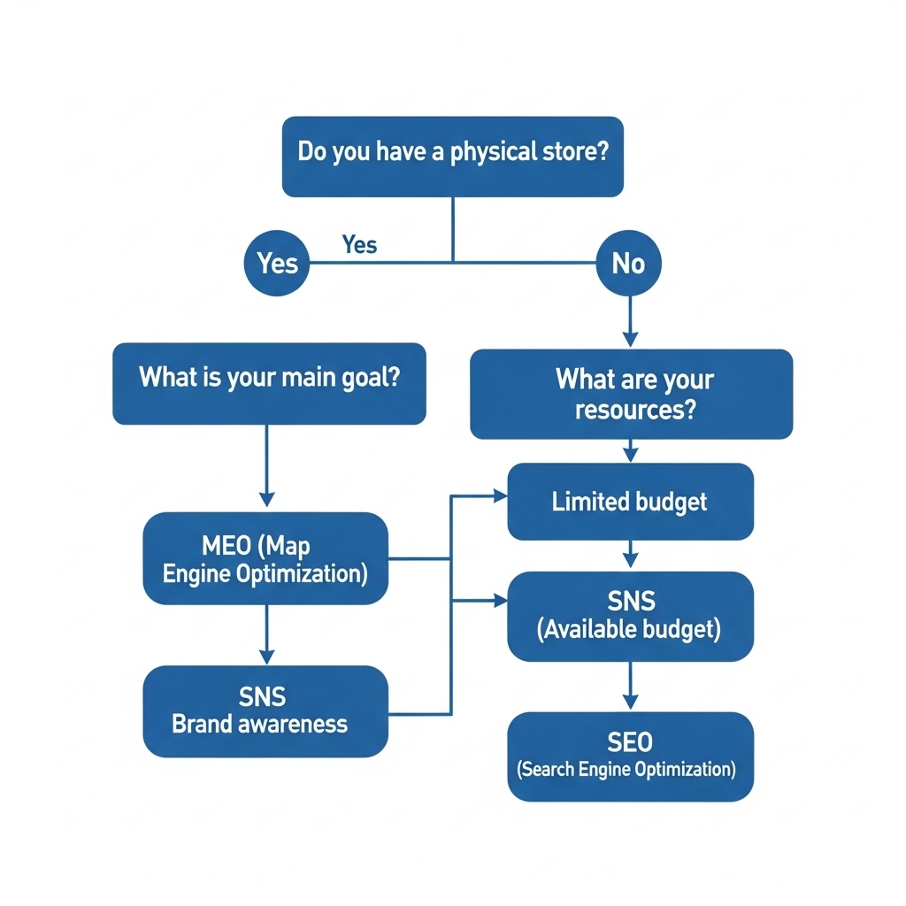 図解：自社に合ったWeb集客手法の選び方フローチャート