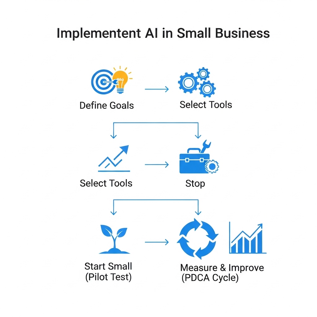 図解：生成AI導入・活用の4ステップ