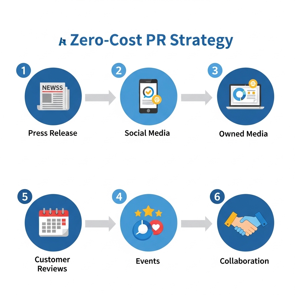 図解：広告費ゼロPR戦略の6ステップ