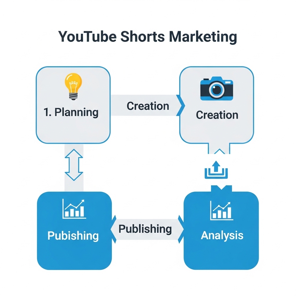 図解：YouTubeショート運用のPDCAサイクル