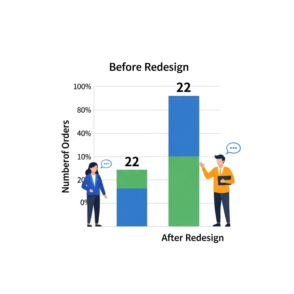 グラフ：Webサイトリニューアル前後の受注数比較