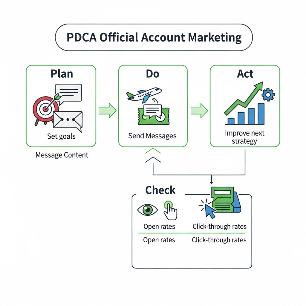図解：LINE公式アカウント運用のPDCAサイクル
