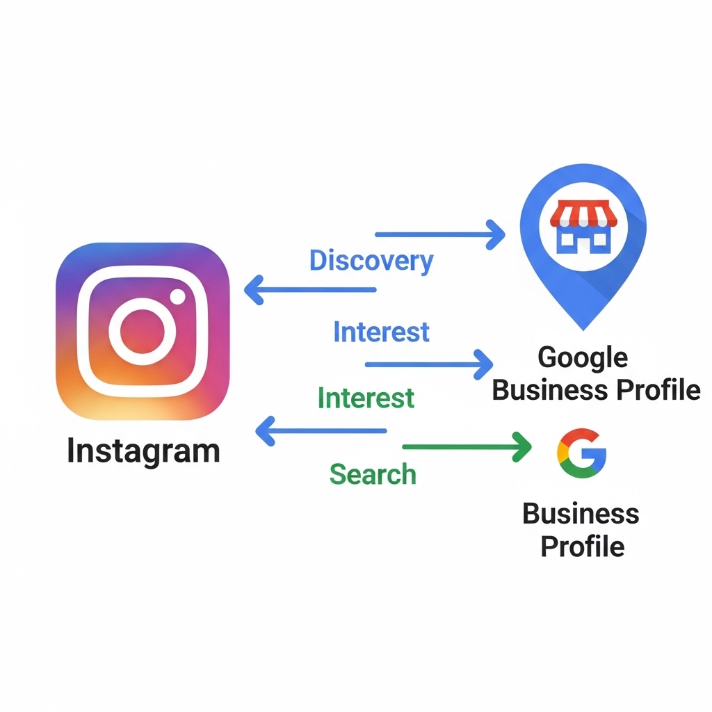 図解：InstagramとGoogleビジネスプロフィールの連携
