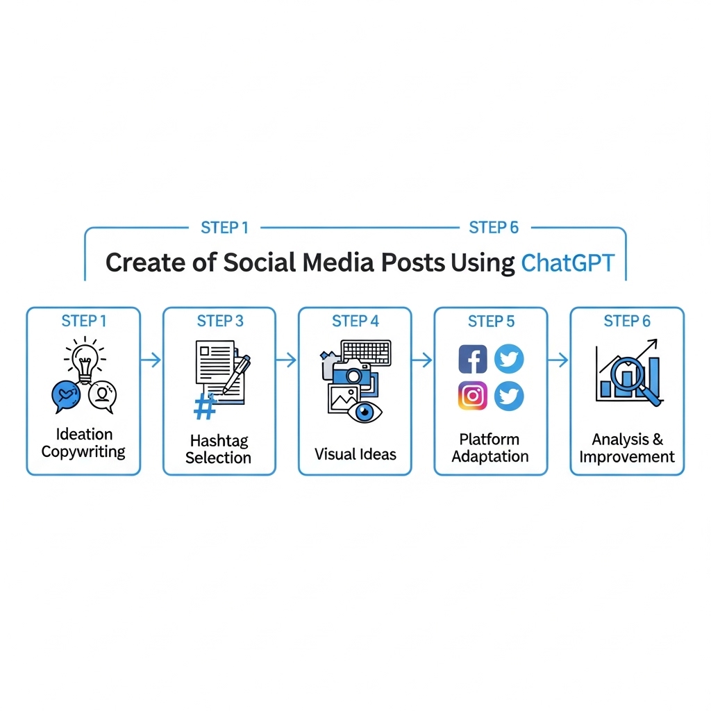 図解：ChatGPTを活用したSNS投稿作成の6ステップ