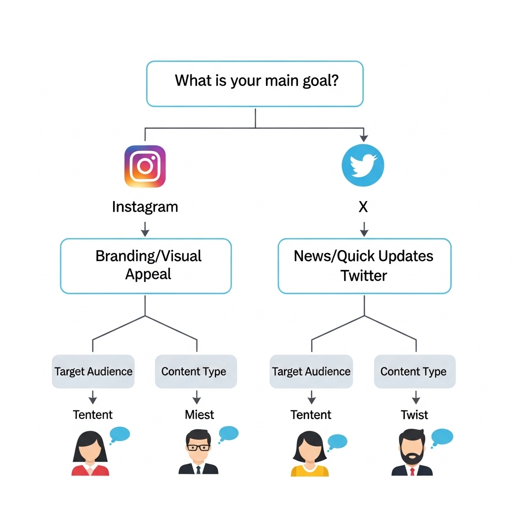 図解：InstagramとXの選び方フローチャート