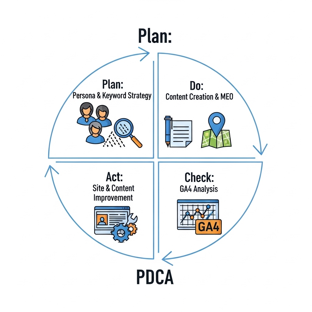 図解：検索エンジン対策のPDCAサイクル