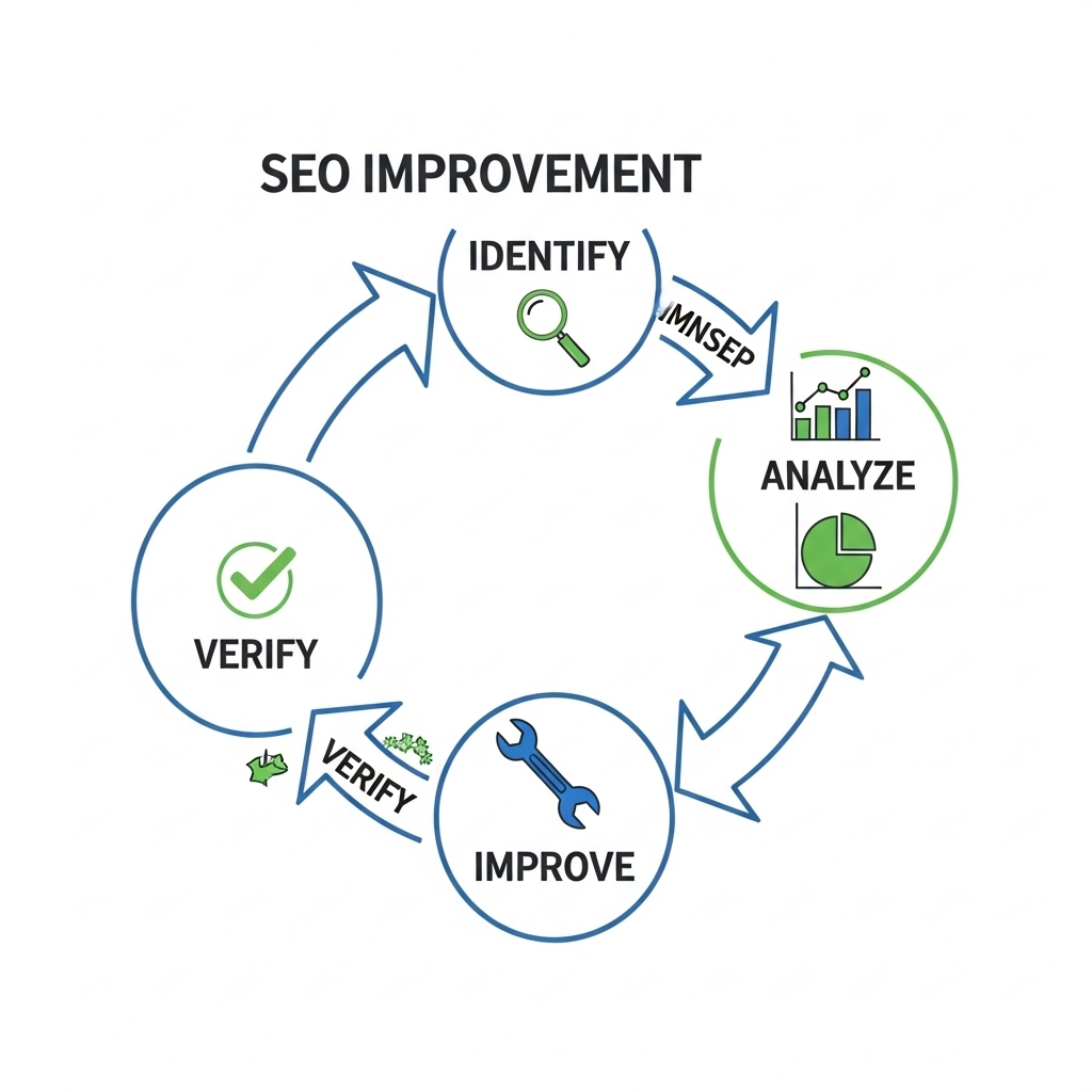 図解：SEO改善の4ステップサイクル
