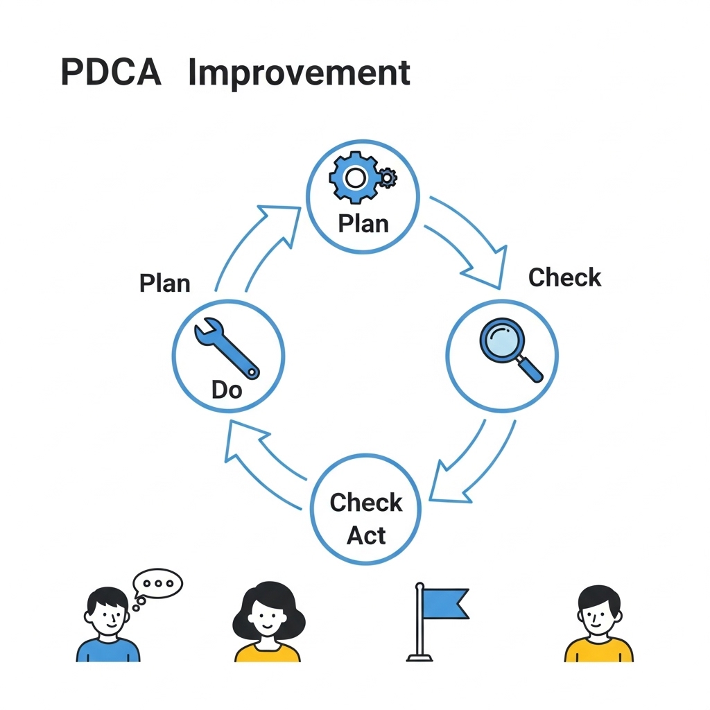 図解:PDCAサイクルのフローチャート