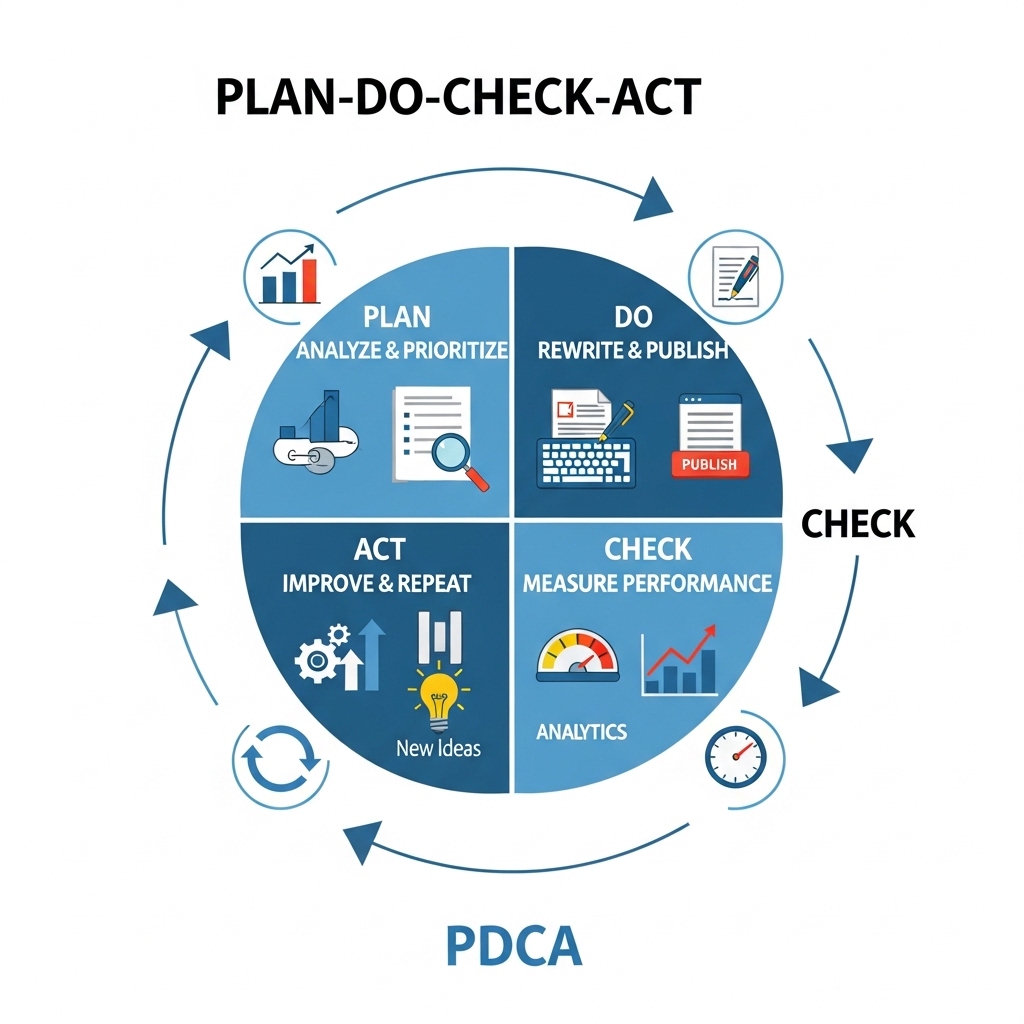 図解：ブログリライトのPDCAサイクル