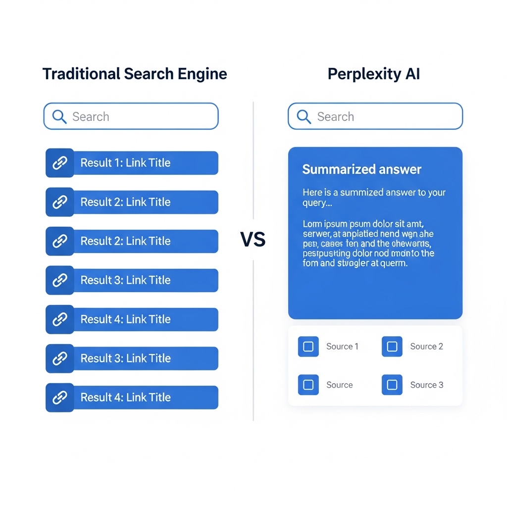 図解:Perplexity AIと従来の検索の違い