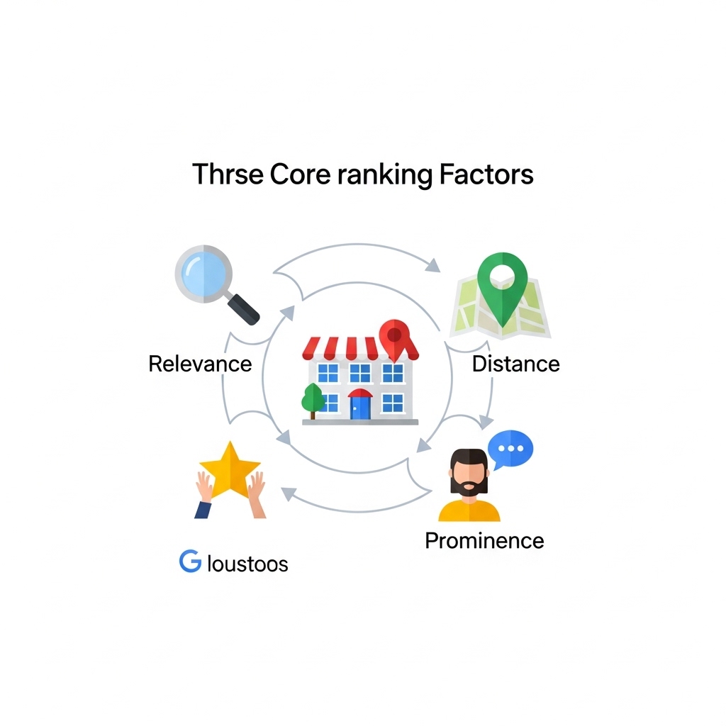 図解：Googleマップ集客の3つの評価基準