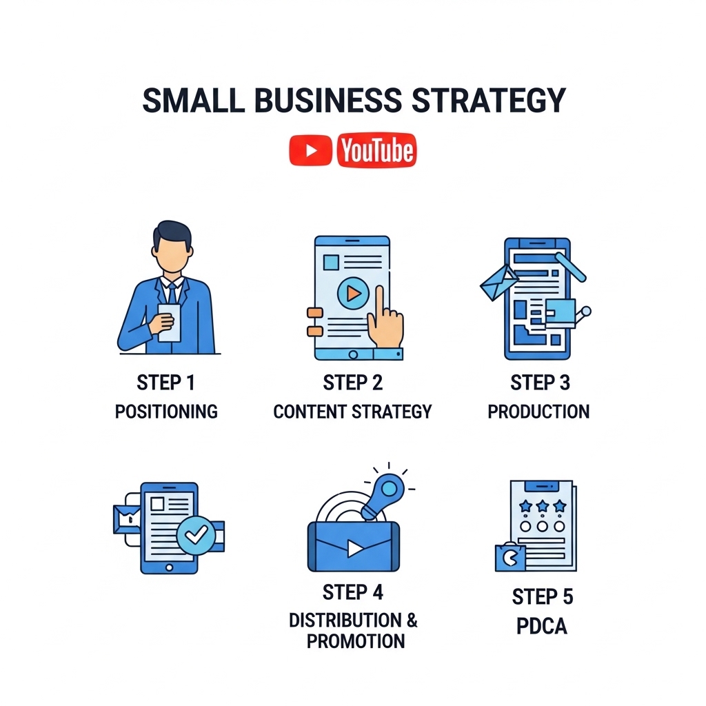 図解：中小企業のYouTube5ステップ戦略