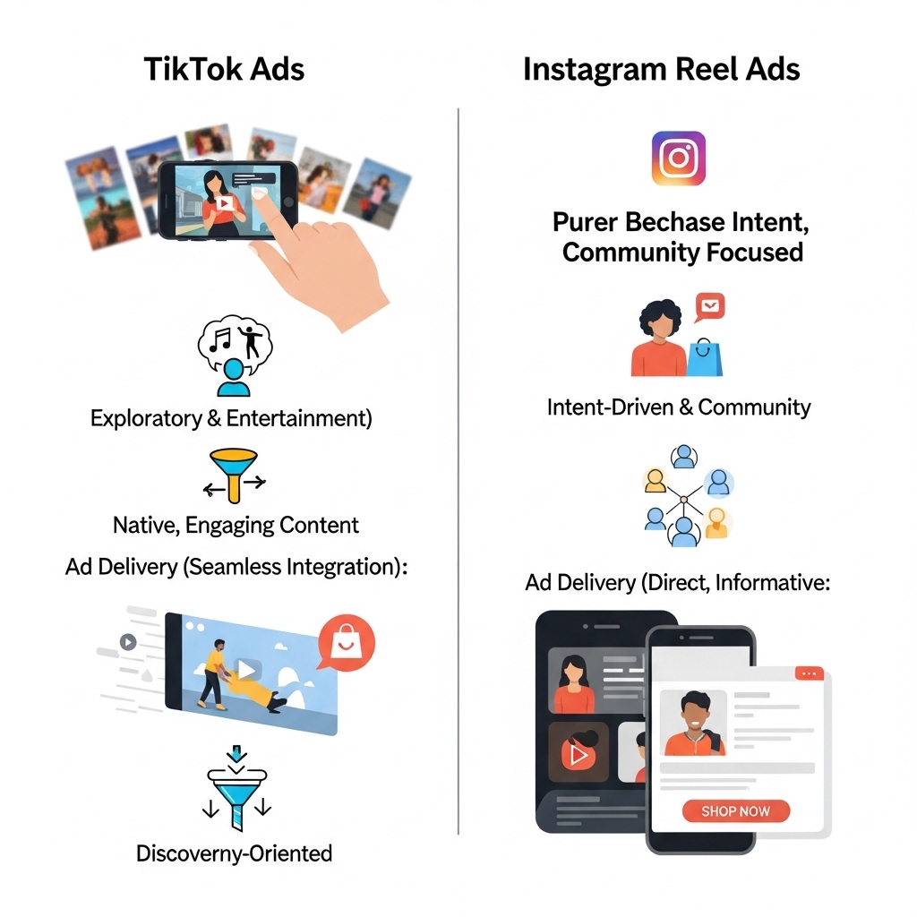 図解:TikTok広告とInstagramリール広告の違い
