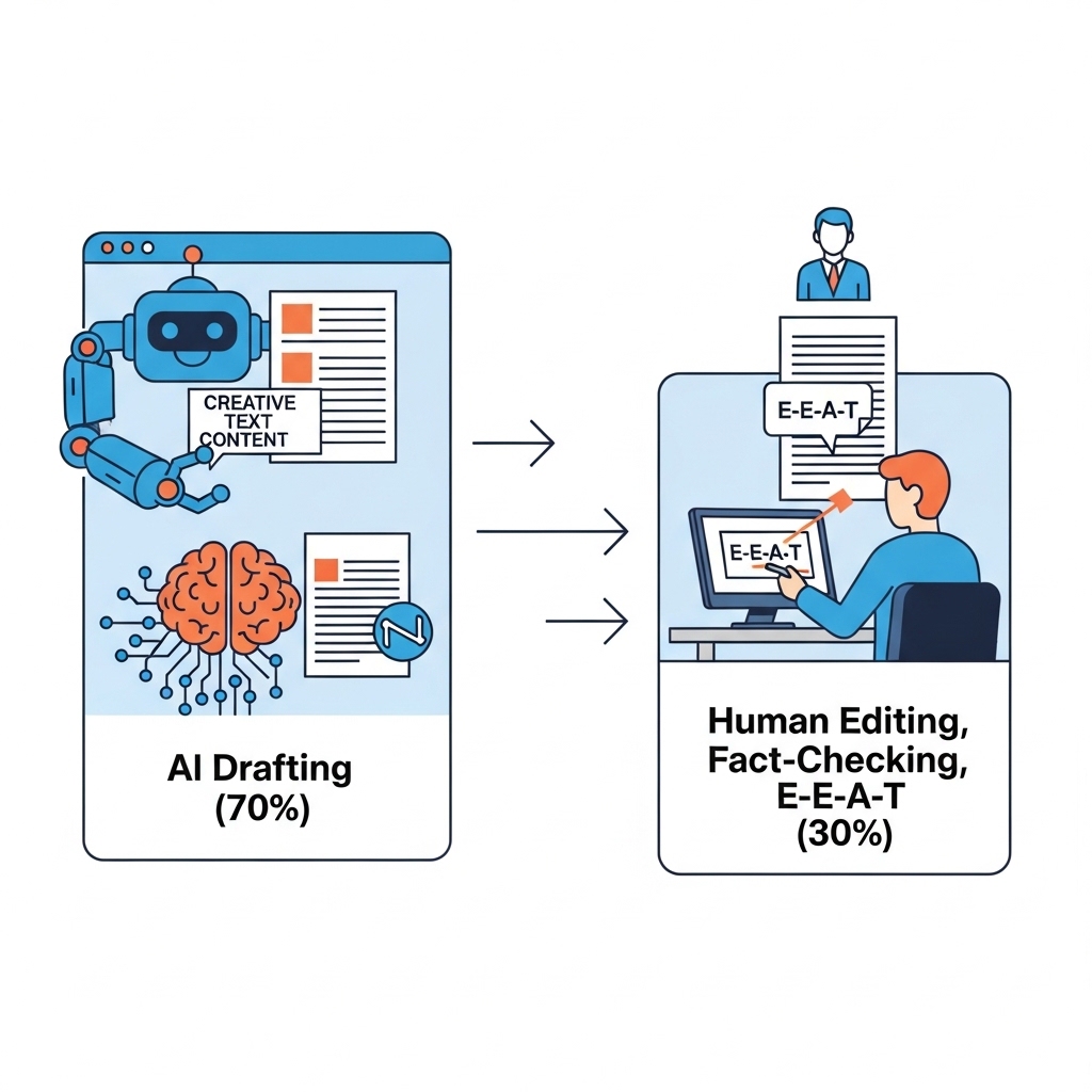 図解：AI 7割・人間 3割の運用フロー