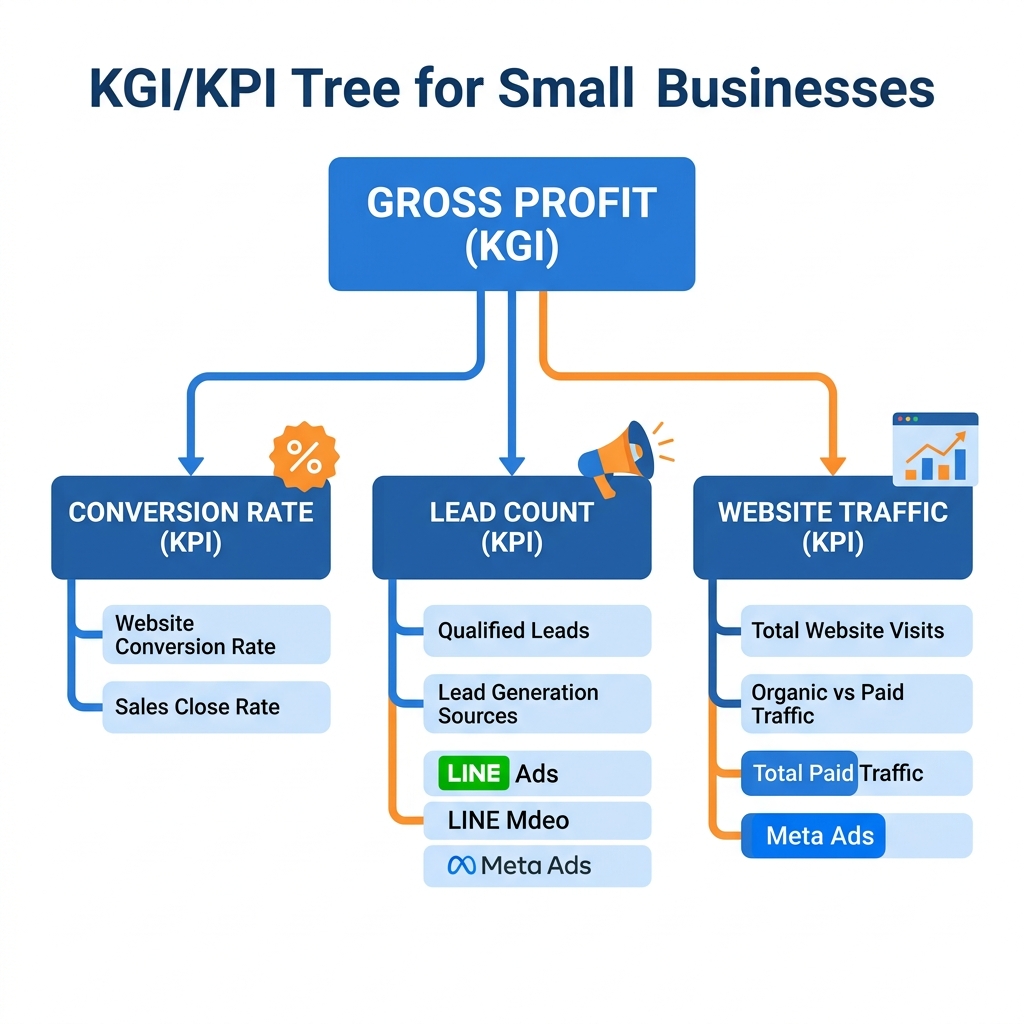 図解:KGI・KPIツリーによるマーケティング指標の可視化フロー