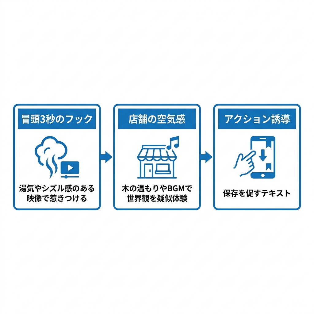 図解:リール動画構成の3ステップ