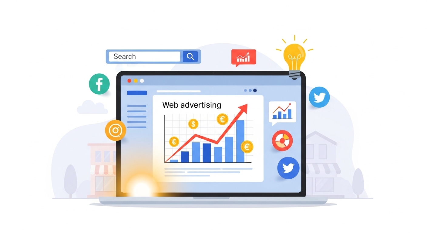 【初心者向け】地方・中小企業のためのWeb広告入門：失敗しない始め方と費用対効果のイメージ画像