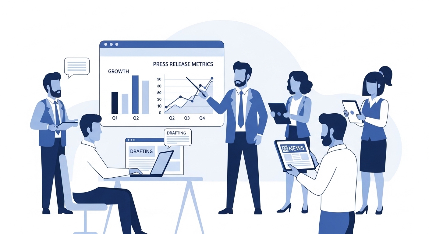 プレスリリースを準備するビジネスパーソンのイメージ